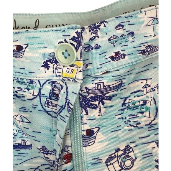 Talbots The Weekend Chino Pant in Aqua Blue w/ Tropical Scenic Print Size 12 - Picture 9 of 15